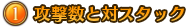①攻撃回数と対スタック範囲
